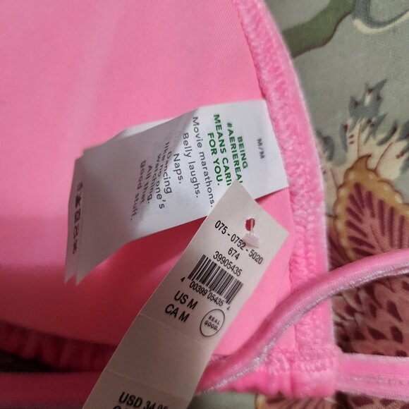 Aerie Triangle Velvet Bikini Top Pink Size Medium New With Tags - Picture 5 of 6
